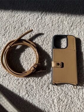 Bandolier Mila MagSafe Tan Leather Crossbody iPhone 16 Pro Phone Case